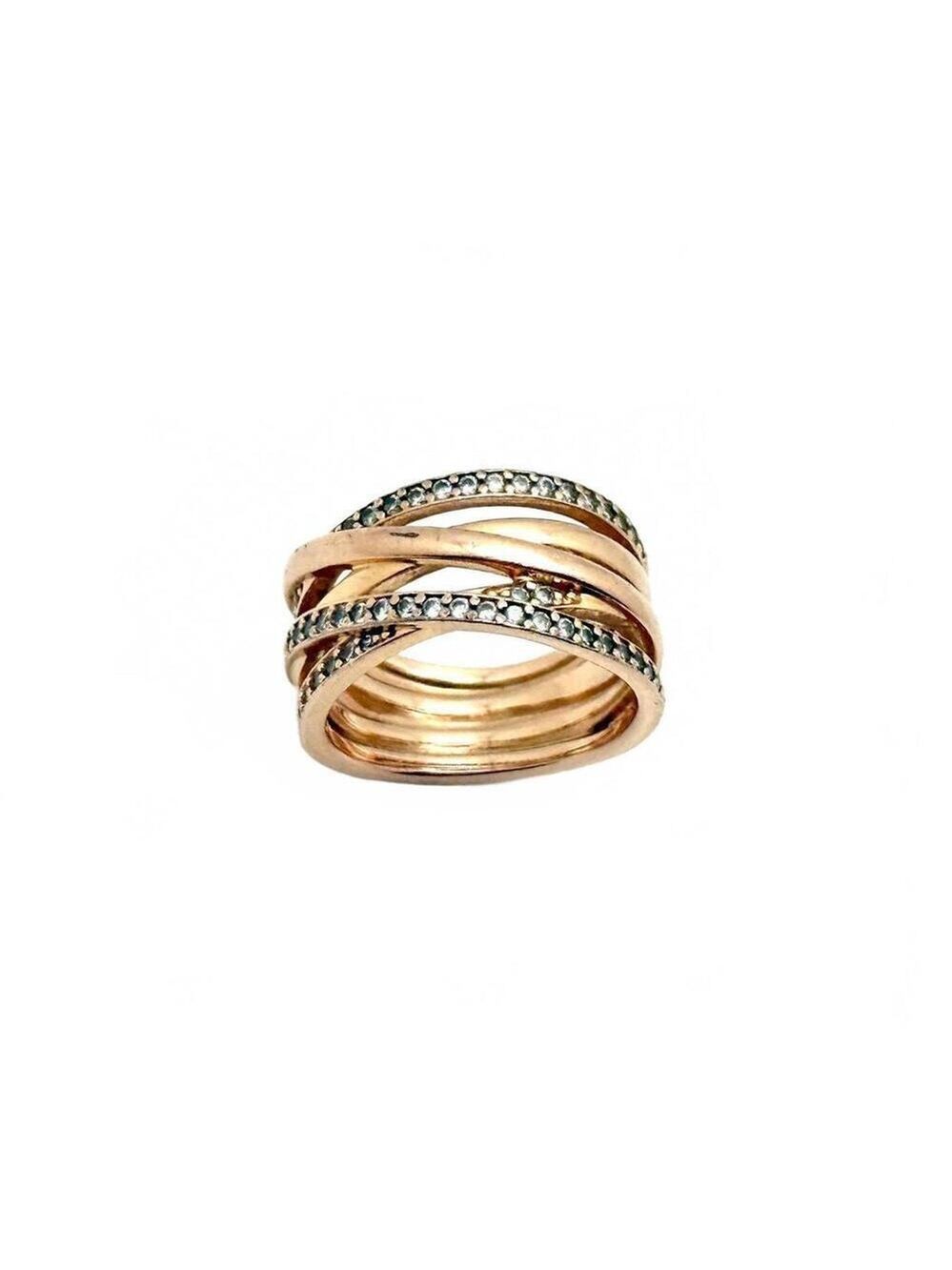Pandora Entwined Ring Rose Gold Toned Pave Ring ALE MET 52 Size 6